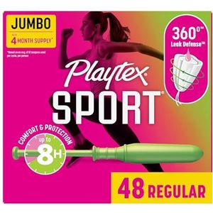 Playtex, Sport Tampons Regelmatige Absorptie, Wit, Ongeparfumeerd, 48 Count