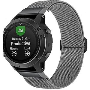 INEOUT 22 26mm QuickFit Watch-band Compatibel met Garmin Fenix ​​6 6x Pro 5x 5 Plus 3HR 935 945 S60 Nylon lus elastische band horloge polsband (Color : Grey, Size : 22mmApproach S60 S62)