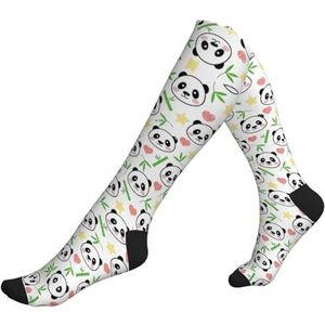 DEXNEL Leuke Panda Bamboe Ster Compressie Sokken Voor Mannen Vrouwen 20-30 Mmhg Compressie Sokken Voor Sport Ondersteuning Sokken, 2 Zwart-2, Eén Maat