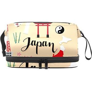 Make-up tas - grote capaciteit reizen cosmetische tas, toeristische Japan reizen set collectie patroon, Meerkleurig, 27x15x14 cm/10.6x5.9x5.5 in