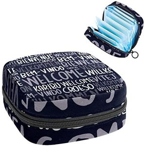 Vrouwen Maandverband Pads Handtas Dames Menstruatie Cup Pouch Meisjes Draagbare Tampon Opbergtas Welkom Verschillende Taal Periode Pouch met Rits