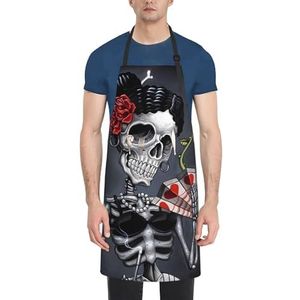 ZhaoYuGoods Goth Schoonheidsschorten voor meisjes met zakken voor dames en heren, stijlvolle keukenschorten voor keuken, tuinieren, salon, ideale schort met print, goth schoonheid meisje, Eén maat