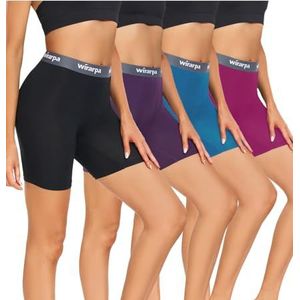 wirarpa Modale boxershort voor dames, anti-schaafbroek, ultrazachte boyshorts voor onderjurk, verpakking van 4 stuks, Zwart/Navy/Paars/Fuchsia, XL