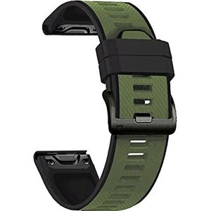 Jeniko Snel compatibel met riem compatibel met Garmin Epix Sport Smart Watch Band 22mm Silicone Watchband Compatibel met Garmin MARQ/Nadering S62 / Fenix5 6 7 armband(Armygreen black,For Fenix 6)