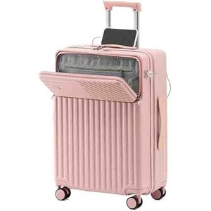 Koffer Dames Rolling Bagage Spinner Heren Multifunctionele koffer met opening aan de voorkant 20 inch cabinewagen (Color : Pink, Size : 24inch)