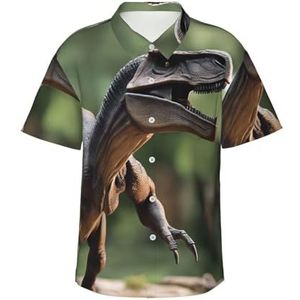 XTYGETY Dinosaurus Modellen 01 Print Zomer Strand Button-Down Korte Mouw Hawaiiaans Shirt voor Mannen Tropische Vakantie Shirts, Zwart, S
