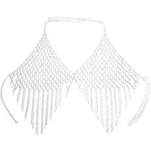1 STUKS Strass Kwastje BH Ketting Nachtclubkleding Holle Tops Kristallen Lichaamssieraden for Vrouwen(Silver)