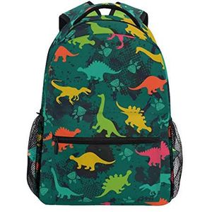 Jeansame Rugzak School Tas Laptop Reizen Tassen Kleurrijke Dinosaurs Groen