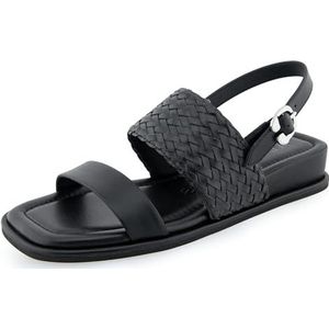 Aerosoles Broome platte sandaal voor dames, Zwart Pu, 43 EU