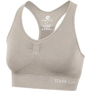 STARK SOUL Bra Light Support Sportbeha dubbellaags voor dames, maten S, M, L en XL, beige, L