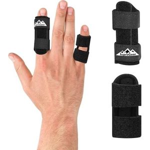 supregear Vingerspalken, Set van 2 Universele Vingerspalken voor Rechtzetten en Ondersteuning van Gebroken en Trigger Vingers voor Midden-, Wijs-, Ring- en Pinkvingers, Zwart