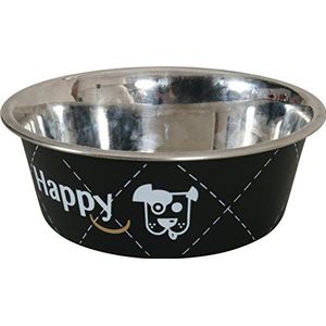 Zolux Happy voederbak voor honden, roestvrij staal, 14 cm, 0,4 l, zwart