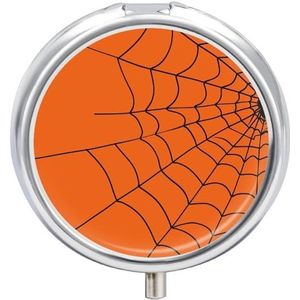 Ronde pillendoos Eenvoudig Oranje Patroon Gedrukt 3 Compartiment Kleine Pil Case Draagbare Reizen Pil Container om Supplementen Vitaminen Visolie Medicatie vast te houden