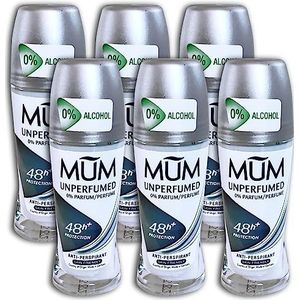 MUM - Unperfumed Antiperspirant Deo Roll On - 6 stuks - 50 ml
