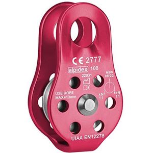 ALPIDEX Katrol 22 kN | Vaste Katrol | Katrolblok | Standaard EN12278 | Touwen tot 13 mm Diameter | Touwtakel | Takel Rvs | Roller Touwen | Blokkabelrol voor Touwen, Kleur:rood