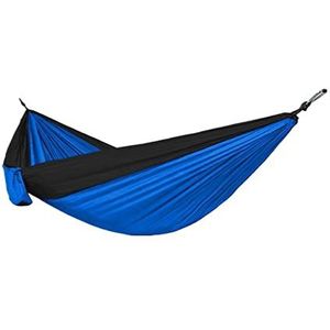 Hangmat 300 x 200 cm draagbare camping parachute hangmat survival tuin tuinmeubilair vrije tijd reizen dubbel hangend bed hangmat met standaard (kleur: zwart)