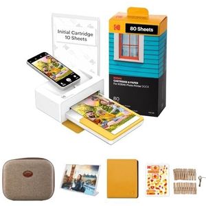 Kodak Dock Plus PD460 fotopapier & Accesorios, draagbare fotoprinter voor smartphones, onmiddellijke fotoprint, 10 x 15 cm, iOS en Android, Bluetooth & Docking, geel en wit, 90 stuks