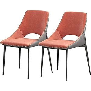 GEIRONV Moderne eetkamerstoelen set van 2, keukenstoelen met koolstofstalen poten met wetenschappelijke stoffen rugleuning halverwege de eeuw woonkamer zijstoelen Eetstoelen (Color : Red, Size : 82*