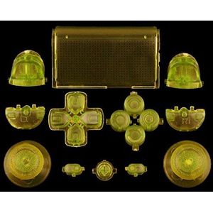 Vervanging Volledige Knoppen Aangepaste Mod Kit Set voor Sony Playstation 4 PS4 Controller (Clear Geel)