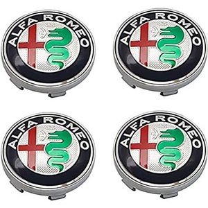 4-delige Naafdoppen voor Alfa Romeo Mito 147 156 159 166 Giulietta Spider Stelvio 60mm, Wieldecoratiedeksel, Wieldoppen, Naafdop, Stof/Waterdicht/Slijtvast/Met logo