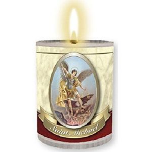 4 x St. Michael kaarsen brandwonden voor 24 uur foto op het voorste gebed op de achterkant 2,5 inch lang