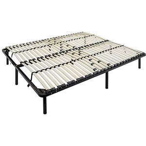 i-flair® Metalen bed lattenbodem 200 x 200 cm, logeerbed op poten met opbergruimte - geschikt voor alle matrassen en bedden