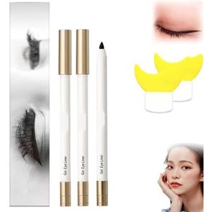 Non-Smudging Waterproof Long-Lasting Eyeliner Pencil,Eyeliner Stick Drying Lastin, Long Lasting Eyeliner 24 Hour Waterproof,Eye Liner Waterproof Smudge Proof Pencil With Sharpener (Black*2)