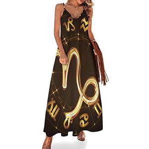 Capricorn Constellation Maxi-jurk voor dames, zomer, V-hals, mouwloos, spaghettibandjes, lange jurk
