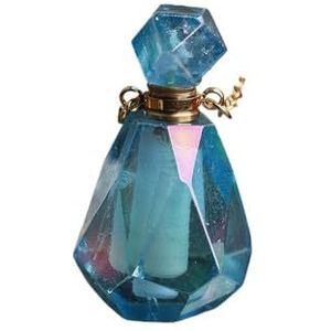 Natuurlijke paarse Agaat rokerige kleur kwarts regenboog fluoriet steen gouden parfumfles hanger for ketting maken vrouwen sieraden (Color : Blue Quartz Gold)