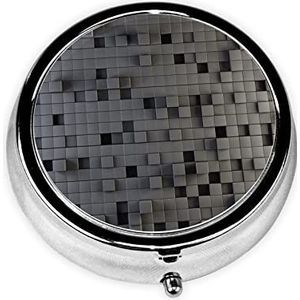 Pillendoos Grijze Kubus Ronde Pil Case 3 Compartiment Geneeskunde Pil Organizer Leuke Pil Organizer Draagbare Reizen Pillendoos Geneeskunde Vitamine Kabeljauw Leverolie Opbergdoos Unieke Gift