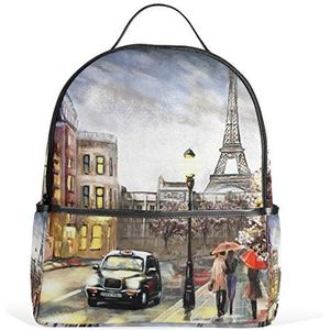 ALAZA Eiffeltoren Parijs olieverfschilderij rugzak voor jongens meisjes school boekentas