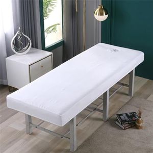 Salonbedlakenhoes SPA-massage, Elastische Wasbare Massagebedhoes Met Gezichtsgat, Zachte Wasbare SPA-massagetafelhanddoek For Schoonheidsbed En Tatoeagebed(White,185x60cm)