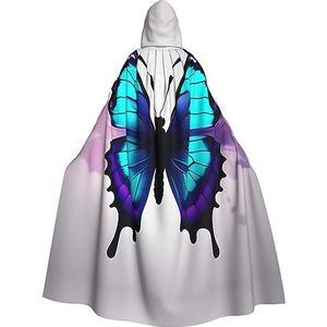 SSIMOO Blauwe paarse vlinder unisex mantel-boeiende vampiercape voor Halloween - een must-have feestkleding voor mannen en vrouwen