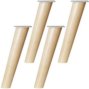 Massief houten meubelpoten, sofa voeten, Set van 4 schuine kegelvormige tafelpoten van rubberhout, kastvoeten, met montageplaat en schroeven (17,5 cm (6,9 inch)) (Size : 17.5cm)