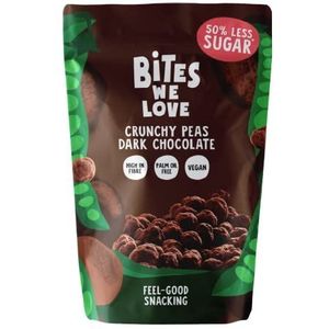 BITESWELOVE Crunchy Erwten Pure Chocolade | 100% Veganistische, Gezonde & Heerlijke Snacks | Plantaardig | Bron van Eiwit & Hoog in Vezels | Doos van 6 verpakkingen (6x100g)