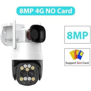 Bewakingscamera, 4K 8MP 4G Sim-kaart Camera Buiten 2.8mm-8mm Dual Lens 10X Zoom IP Camera AI Tracking Audio Beveiliging CCTV Camera H.265(8MP 4G NO Card)