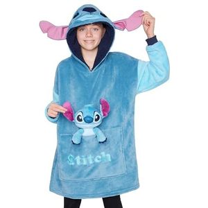 Disney Stitch Fleece Hoodie Deken met Pluche voor Kinderen, Tieners, Eeyore, Angel, Minnie Mouse, Oversized Hoodie voor kinderen, Blauwe Stitch, One Size