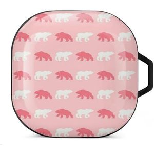 Wit en roze beer oordopjes hoesje compatibel met Samsung hard shell beschermhoes zwart stijl