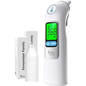 Oorthermometer, professionele precisie, 3 kleuren koortswaarschuwingscode, stille modus, leesopslag, met 24 wegwerpsondeafdekkingen, thermometer voor volwassenen