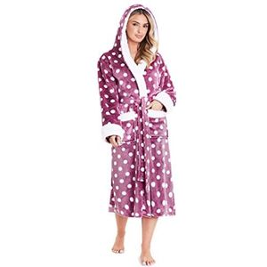 CityComfort Badjas voor dames, wollige fleece ochtendjas voor dames, behaaglijke badjas, Orchidee/Weiß, M