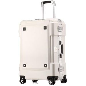 Koffer Bagage Reiskoffer Reiskoffer Verdikkingsbagage Met Dubbele Wielen Hardside Handbagage Trolleykoffer (Color : White, Size : 20in)