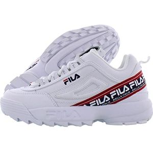 Fila Strada Disruptor Sneaker voor heren, All Pure White Navy Fila Rood Puur Wit, 40 EU