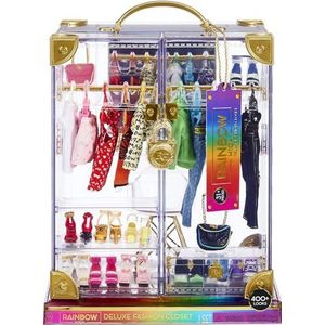 Rainbow High Deluxe Fashion Closet Playset – 400+ Fashion combinaties! Draagbaar Acrylisch speelgoedkast - 31+ fashion toegestuurde stuken en poppenkleding, accessoires en opslag - Voor 6-12 jaar
