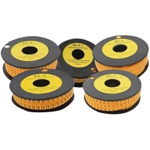 Kabellabels met nummers， 1Rol Nummer Buis EC-0.1 EC-1 EC-2 EC-3 EC-5 Vierkante Kabel Marker Kleurrijke Markeerdraad M 0 tot 9(Number 8,EC-1-2.5mm)