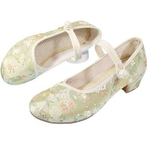 Chinese Traditionele Oude Stijl Old Beijing Doek Schoenen Lage Hak Prachtige Bloemen Geborduurde Schoenen Cheongsam Hanfu Walk Show Yoga Ballet Schoenen Voor Vrouwen(Color:Beige,Size:38 EU)