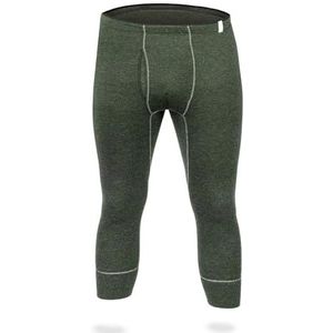 SES Thermische onderbroek voor heren, 3/4 met gulp, S - 4XL, van 75% katoen en 25% polyester, ademende onderbroek voor mannen, lang, thermo-winterondergoed voor warmte en comfort, olijfgroen, S