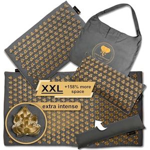 CALM ELEPHANT ORIGINAL Mandala Pro XXL Acupressuurmat XXL, intens voor gevorderden, premium set (+ 158% meer oppervlak en extra puntige spikes) – spanningen oplossen, acupunctuurmat, grijs