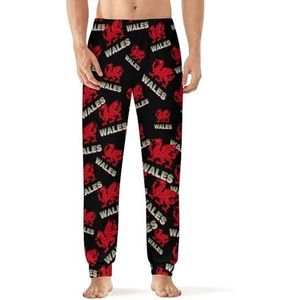 Wales Dragon Heren Slaap Pyjama Lounge Broek Rechte Fit Slaap Bodems Zachte Lange Pj Broek Nachtkleding