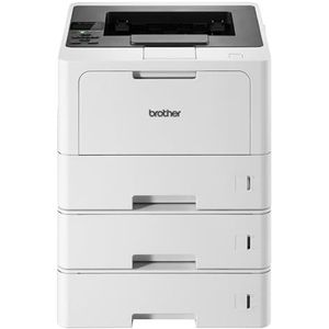 Brother HL-L5210DNTT Laserprinter zwart-wit (A4, 48 pagina's/min, 1200x1.200 dpi, LAN, duplex, 3x250 vellen papiercassettes) wit/grijs