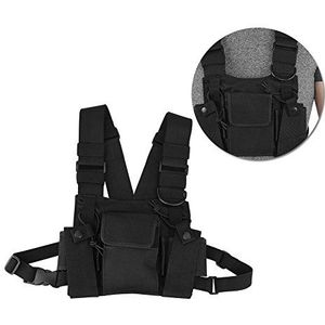 Walkietalkie Chest Bag, Voortas van hoogwaardig nylon, borstharnas, verstelbare universele tas met drie ringen verstelbare riemsysteem voor redding, politie